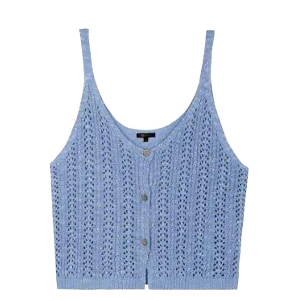 Frye Slate Blue Pointelle Knit Women's Top